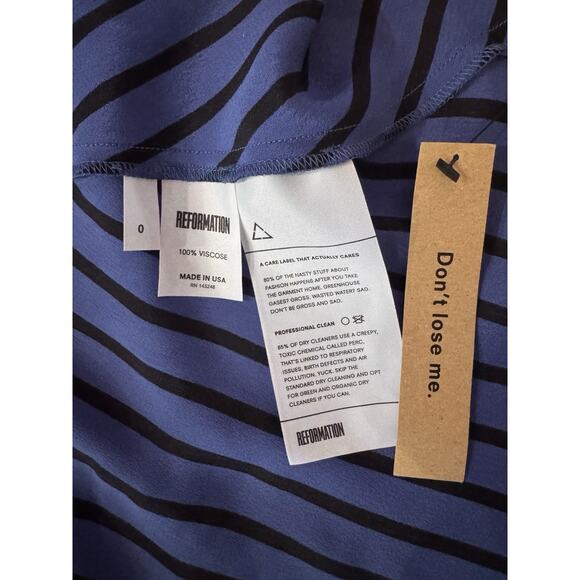 NWT Reformation Savanah Dress Blue striped Sundress Women's Size 0 - Picture 9 of 15
